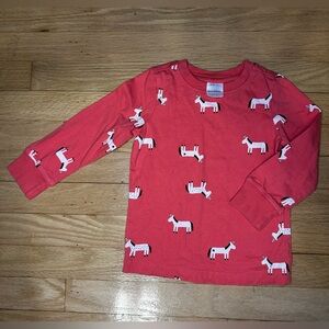 Hanna Andersson Red/Pinkish Long Sleeve Shirt with Horse Pattern